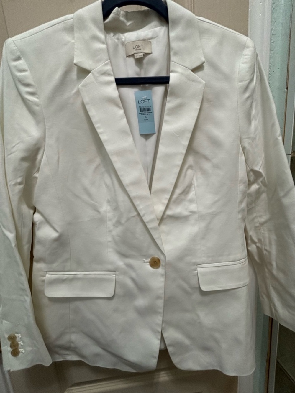 LOFT White Single-Button Notch-Lapel Blazer NWT Size 10P